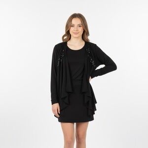 Elisa B Black Long Sleeve Girls Shrug Sequins‎ 14
